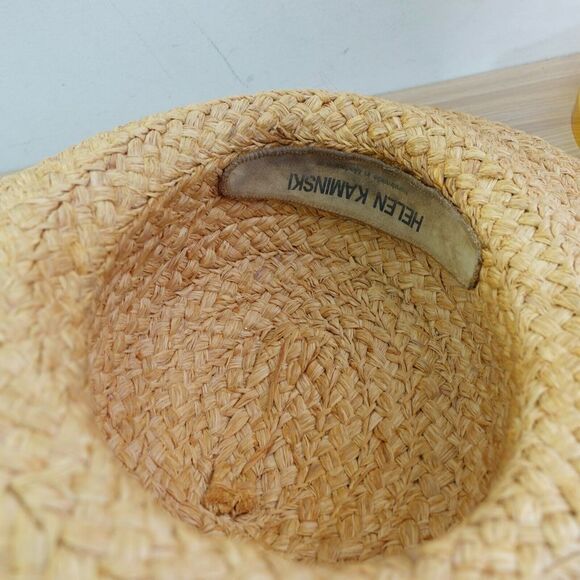 Braided Raffia Sun Hat HELEN‎ KAMINSKI Beige Natural Kettle Brim Preppy Summery main image 11